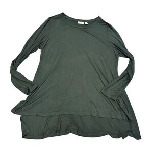 LOGO Women's Black Long Sleeve Layered Hem Tunic Top, Plus Size XL